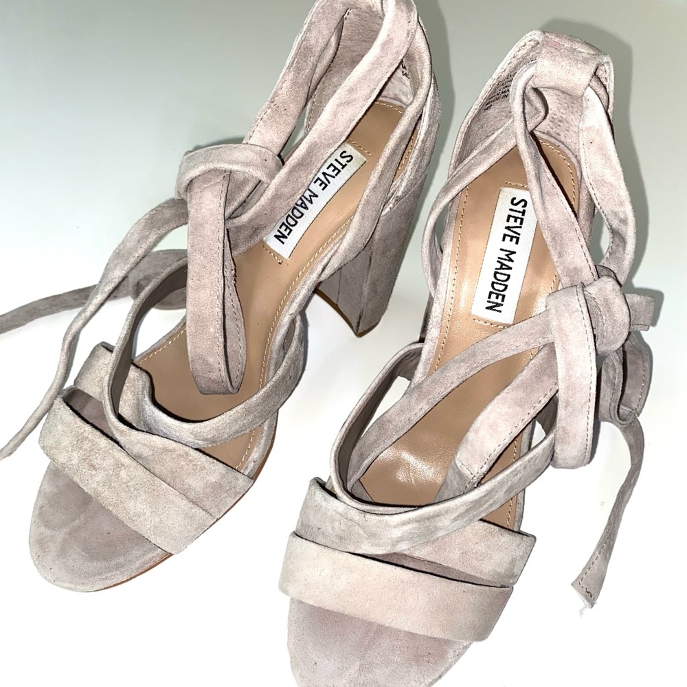 STEVE MADDEN Cleo tie up suede chunky sandals - Picture 3 of 8